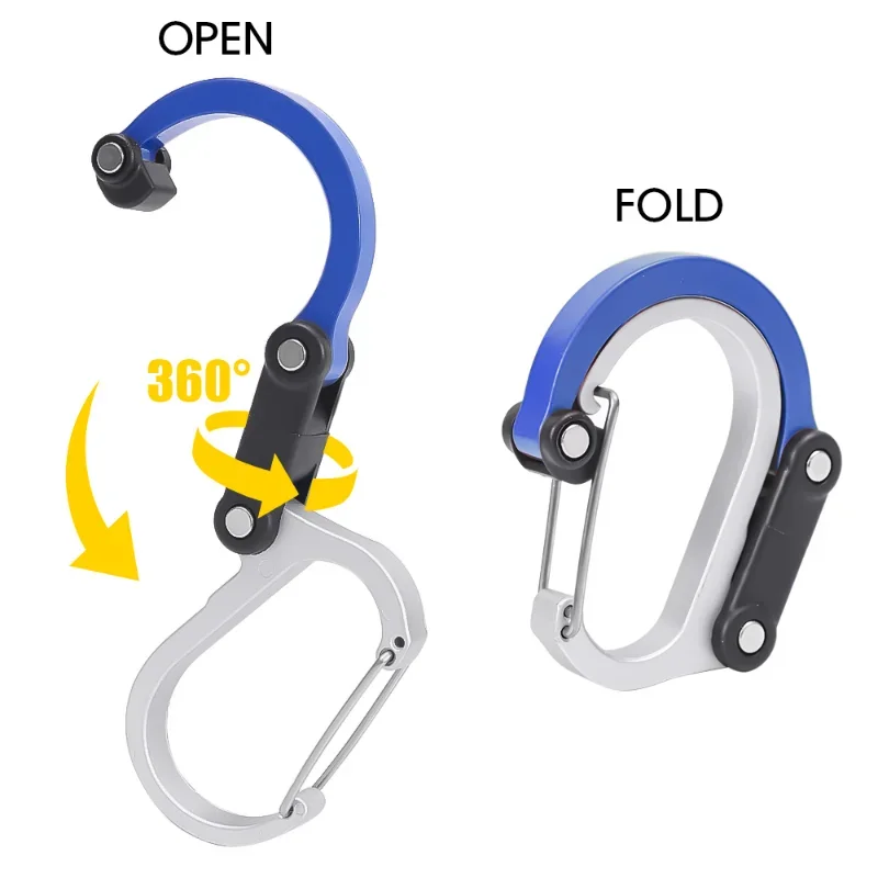 D-Shape Carabiner 360 RotationAlloy Buckle Climb Hook Clip Backpack Keychain Outdoor Survival Climbing Equipment Multipurpose