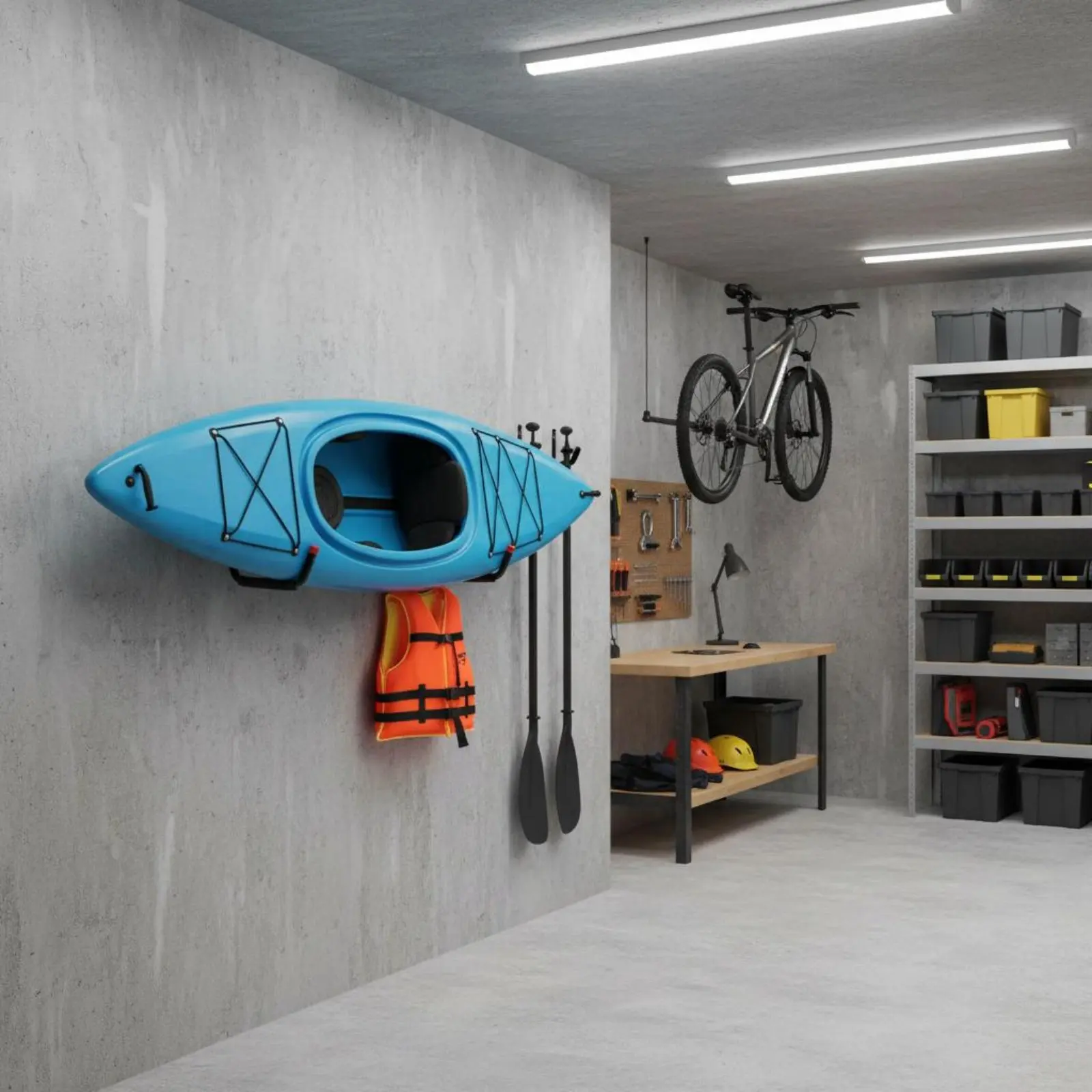 4 Pieces Kayak Storage Hook Thickened Garage Wall Hook Kayak Wall Mount Non Slip EVA Padding Foam Padded for Warehouse