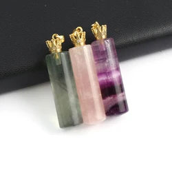 Natural Stone Perfume Bottle Pendant Cylindrical Women Essential Oil Diffuser for Making Jewerly DIY Necklace 13x45mm