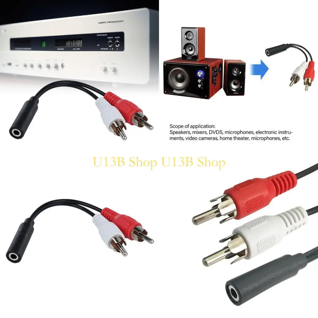 U13B 3.5mm ~ 2RCA 사운드 케이블 3.5mm ~ 2RCA 수컷 Y 스플리터 어댑터 스테레오 코드 전화 태블릿 홈 극장