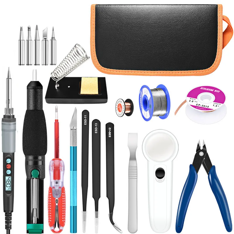 

90W Electric Soldering Iron Set Solder Suction Tweezers Pliers kit Portable Home Digital Display Adjustable Temp Welding Tools