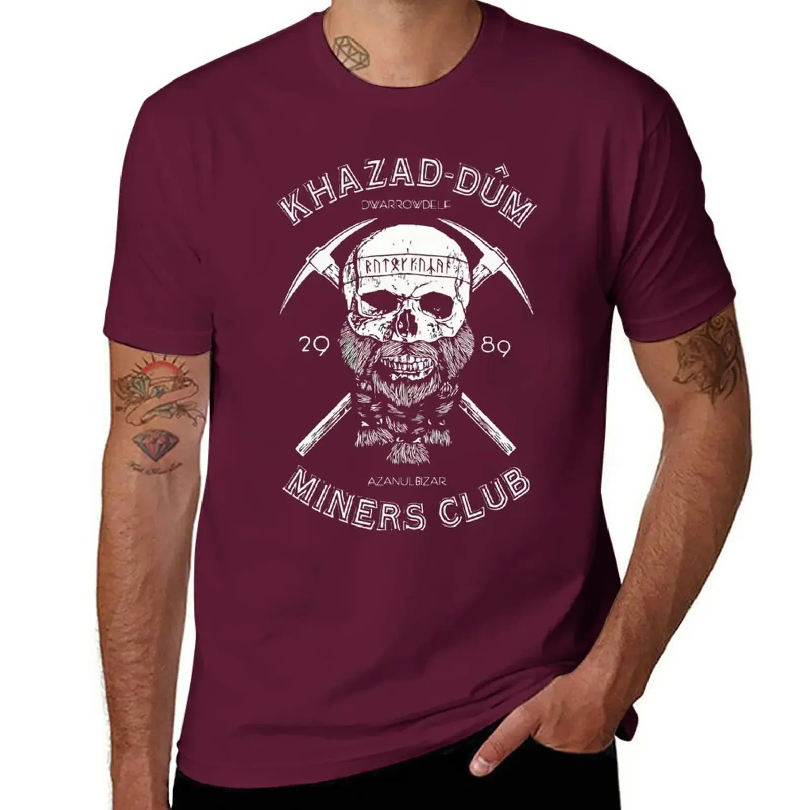 Funnys customs oversized designer t shirt men Khazad-Dum Miners Club T-Shirt oversized harajuku graphic 2024 FUNNY summer cotton