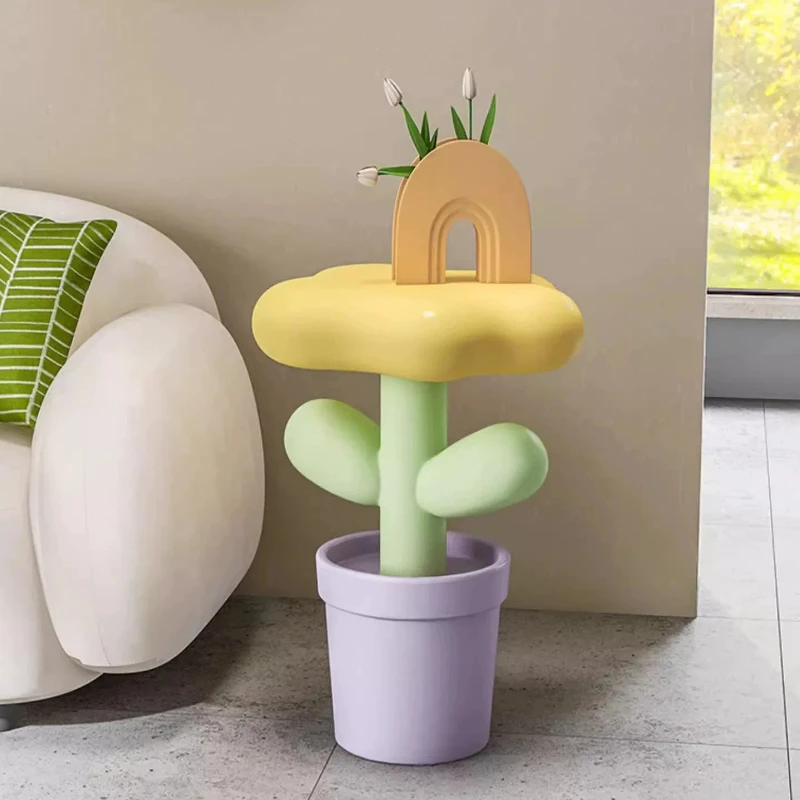 Cute Tulip Floor Planter, Creamy Style Living Room Accent, Large Base Stable Decorative Flower Pot, TV Cabinet Side Display Vase