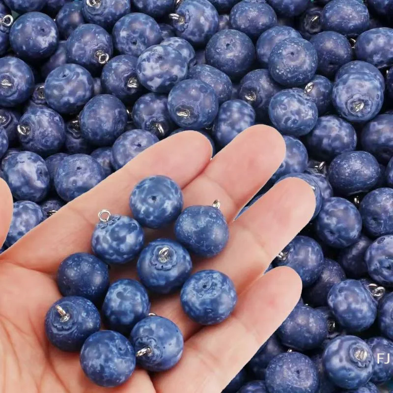 [YU]10Pcs Simulated Fruit Food Pendant 3D Small Blueberry Resin Charms Ornament DIY For Earring Necklace Jewelry Make Accessory