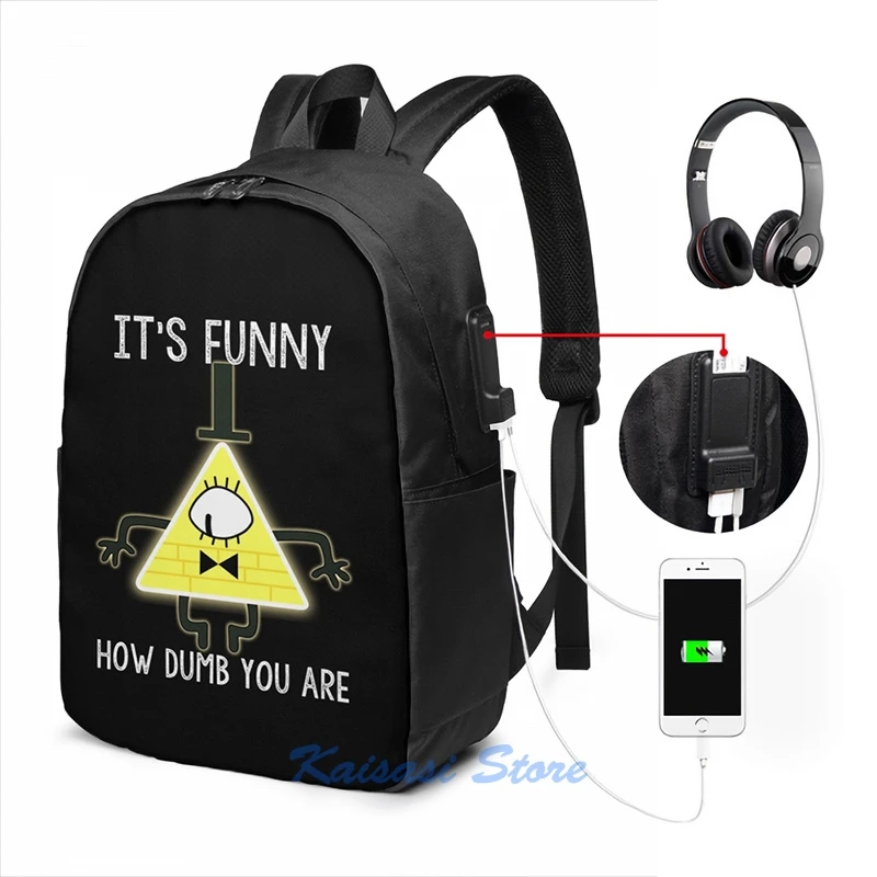 Bill Cipher - It's Funny How Dumb You Are USB Charge Backpack men School bags Women bag Travel laptop bag