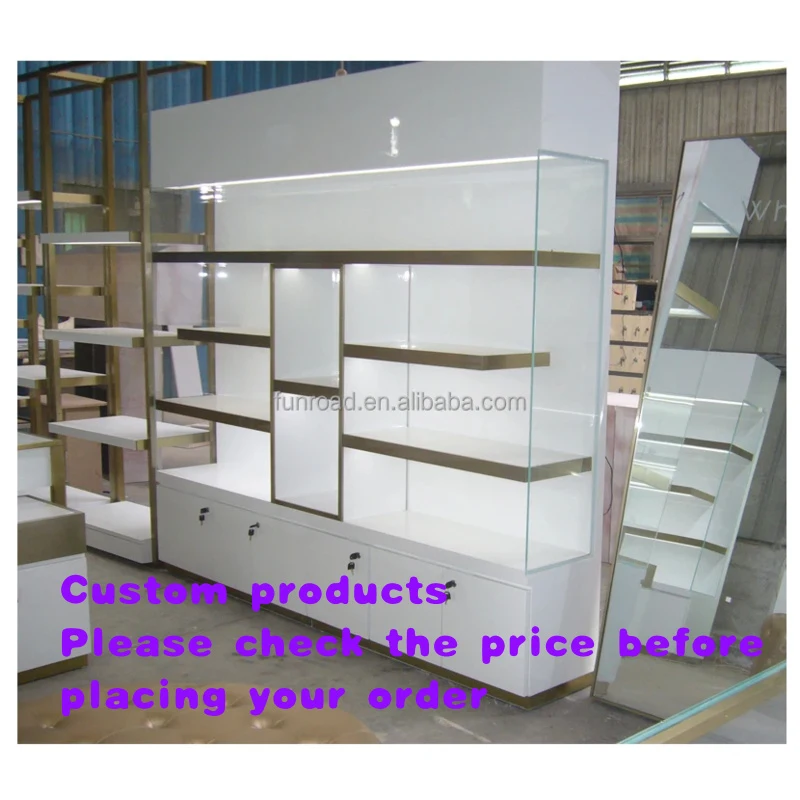 custom.Modern White Color Custom Jewelry Showcase Multi-Layer LED Illuminated Display Wall Cabinet Necklace Jewellery Shop