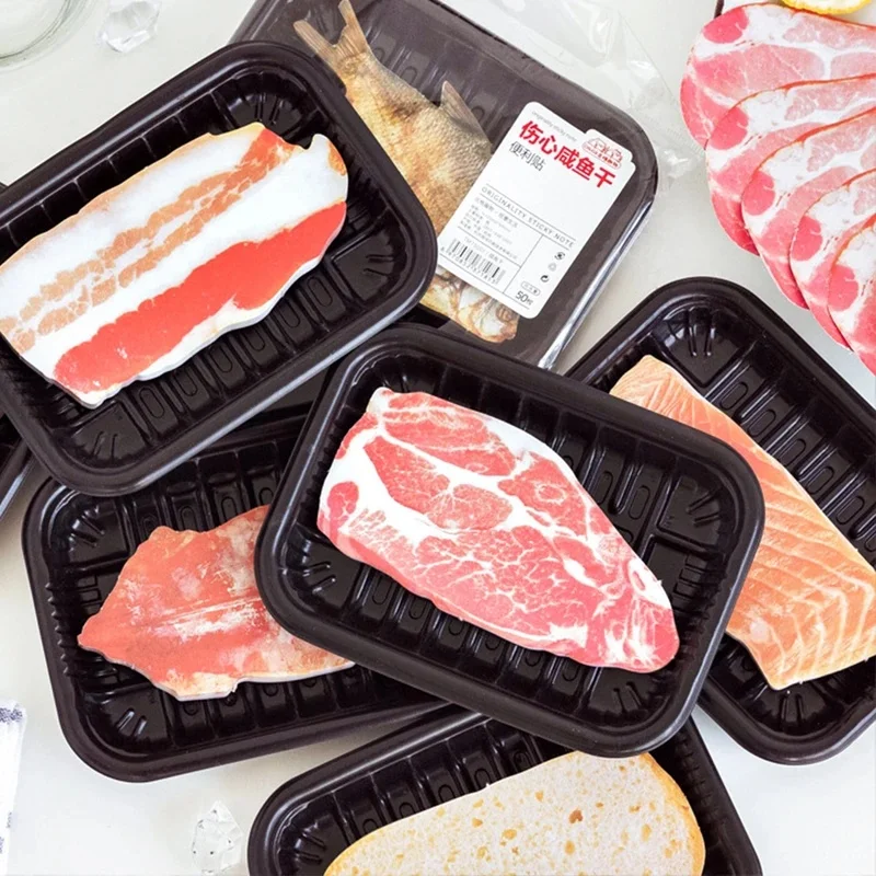 Bloc-notes fantaisie amusant en forme de viande grillée, notes autocollantes, carnet de notes, papeterie Kawaii, autocollants en papier pour restaurant et bar