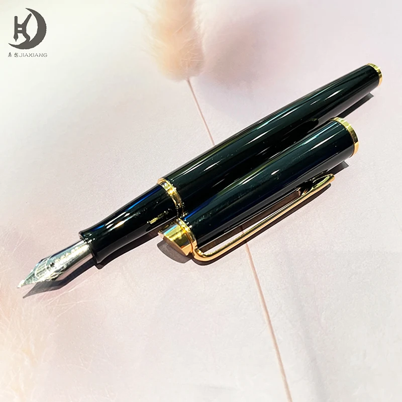 

Back to school gift Fountain Pen Shinny black Trim Medium Point calligraphy writing pen