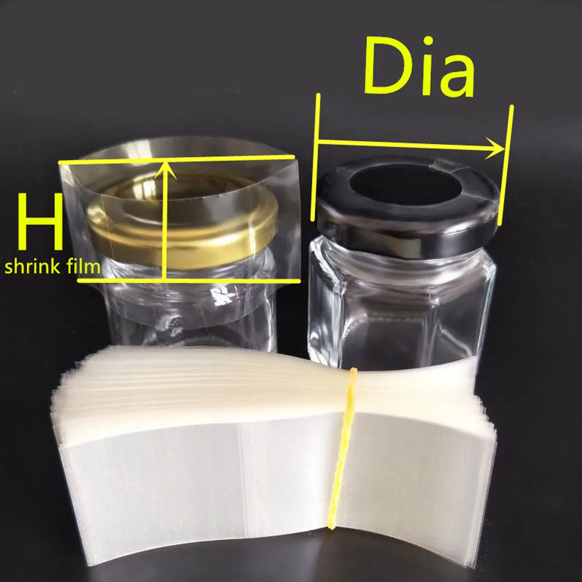 400X PVC Heat Shrink Film Blower Heat Seal Flat Mouth Transparent Plastic Heat Shrinkable for Bottles Neck Caps Jar Lids Pot