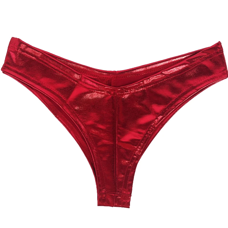 

1 шт. Сексуальные женские трусики-стринги из лакированной кожи с низкой талией, однотонные, эротическое женское белье, удобные, дышащие