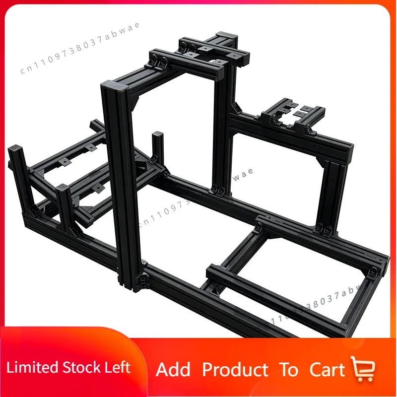 Premium Black Aluminium Extrusion Sim Racing Rig Cockpit with Seat Bracket Wheel & Pedals Motion Compatible Driving Simulator