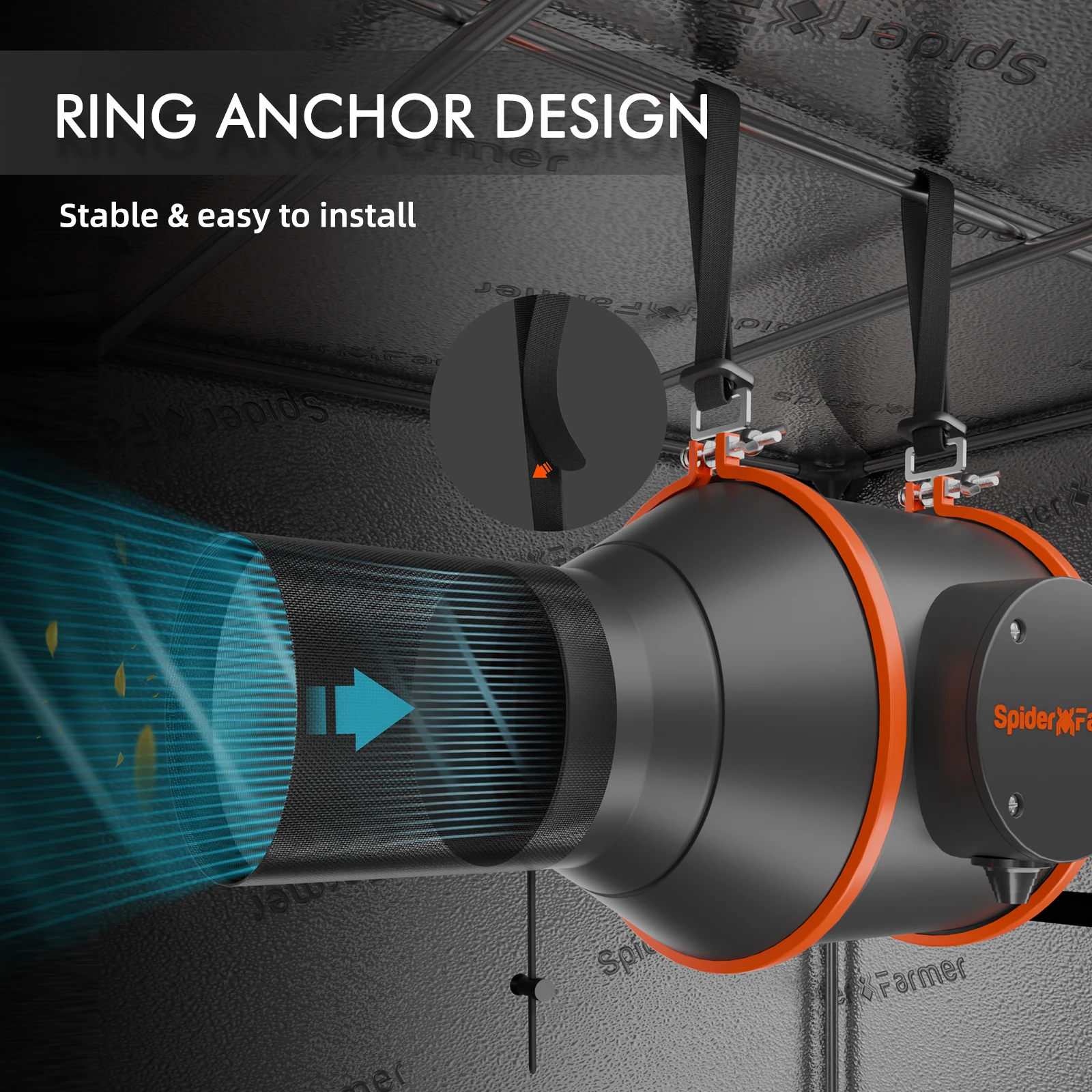 Spider Farmer-Ventilateur en ligne avec contrôleur de vitesse, conduit d'air, ventilation intérieure, kits de tente de culture, 4 po, 6 po