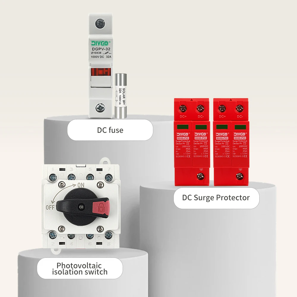 IP65 Waterproof&Dustproof PV Combiner Box DC 1000V 1 Input 1 Output 20A Fuse SPD Surge Protection for Outdoor Solar Installation