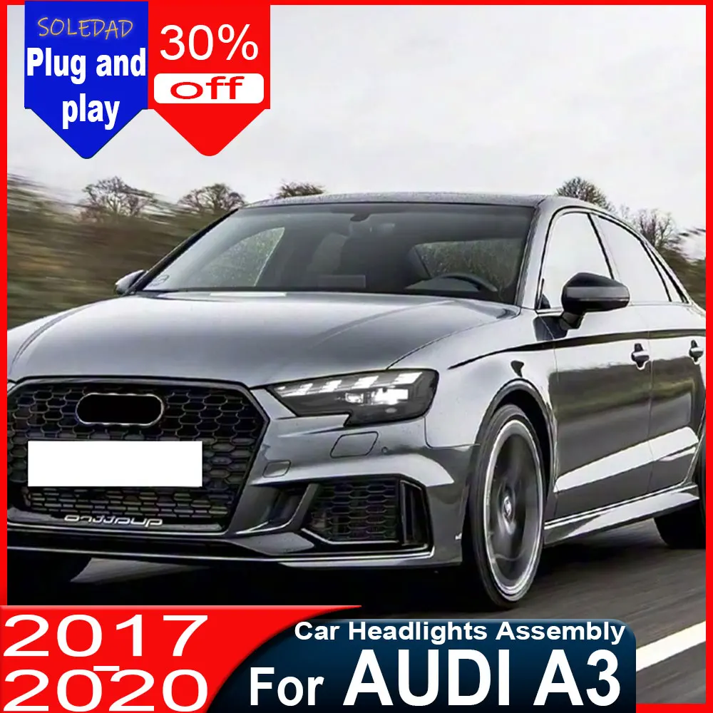 

Car Styling for Audi A3 Led Headlight Projector Lens 2017 2018 2019 2020 Front Lights DRL Signal Automotive Accessory