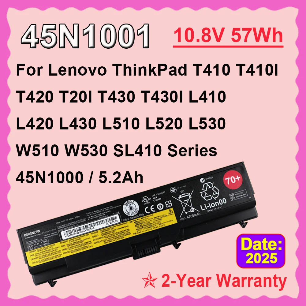 

DODOMORN 5,2 Ач для Lenovo ThinkPad T430 T430i T530 T530I L430 L530 W530 W530I 45N1001 42N1000 Аккумулятор для ноутбука 10,8 В 57 Втч 70+