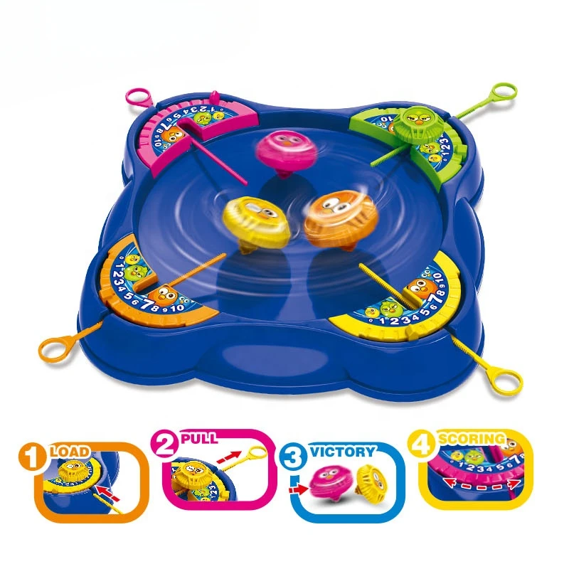 Educational play family game desktop pull-out rotation gyro battle plate toys games kids