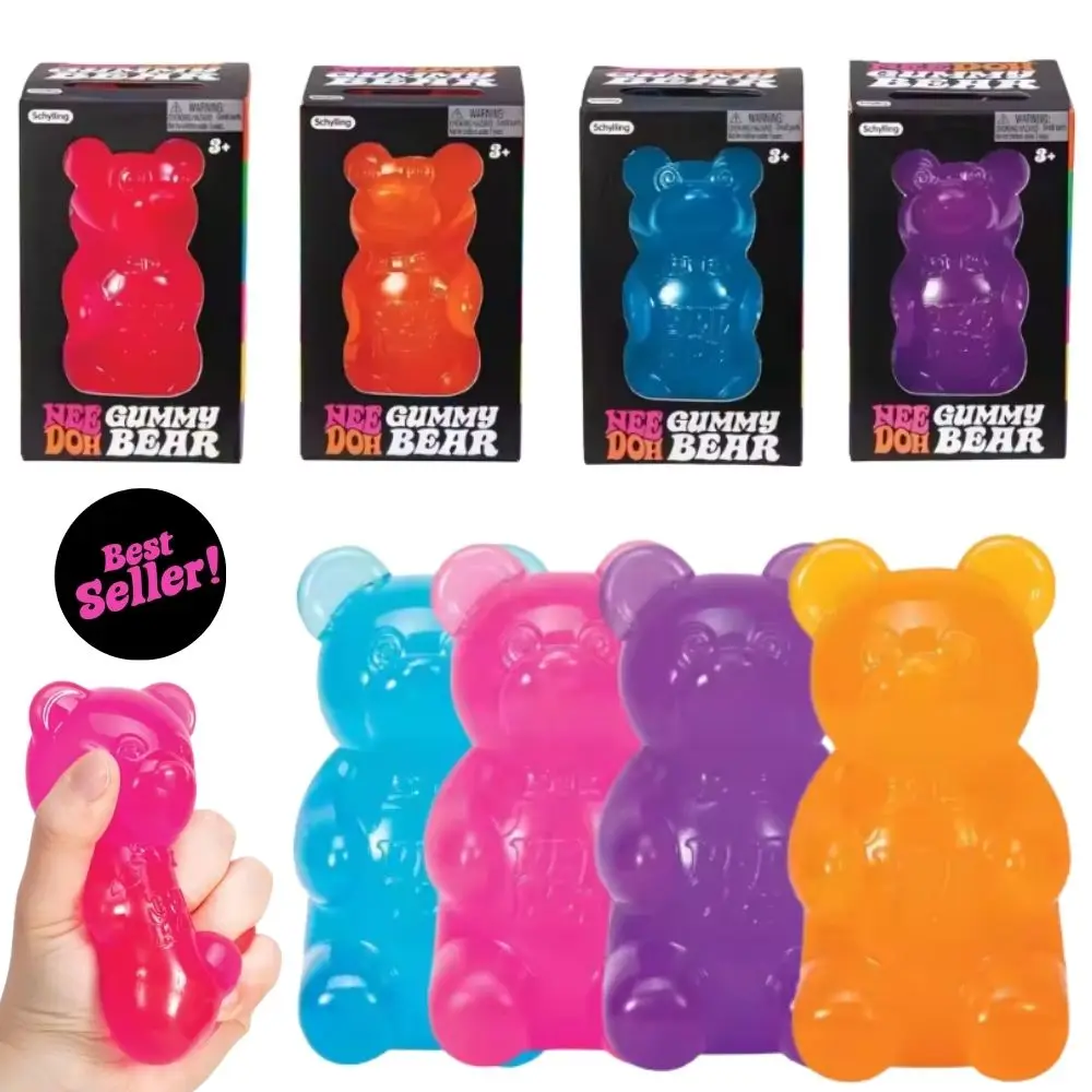 NeeDoh Gummy Bear Sensory Squeeze Toy Cute Jelly-like Filling Slow Rebound Stress Relief Toy for Adults Anti-Anxiety Desk Gift