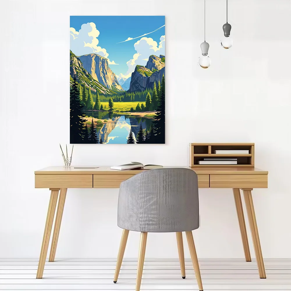 Yosemite Valley Landscape Painting Canvas Wall Art Poster Personalized Photo Printing Perfect Gift for Bedroom Decoration Room