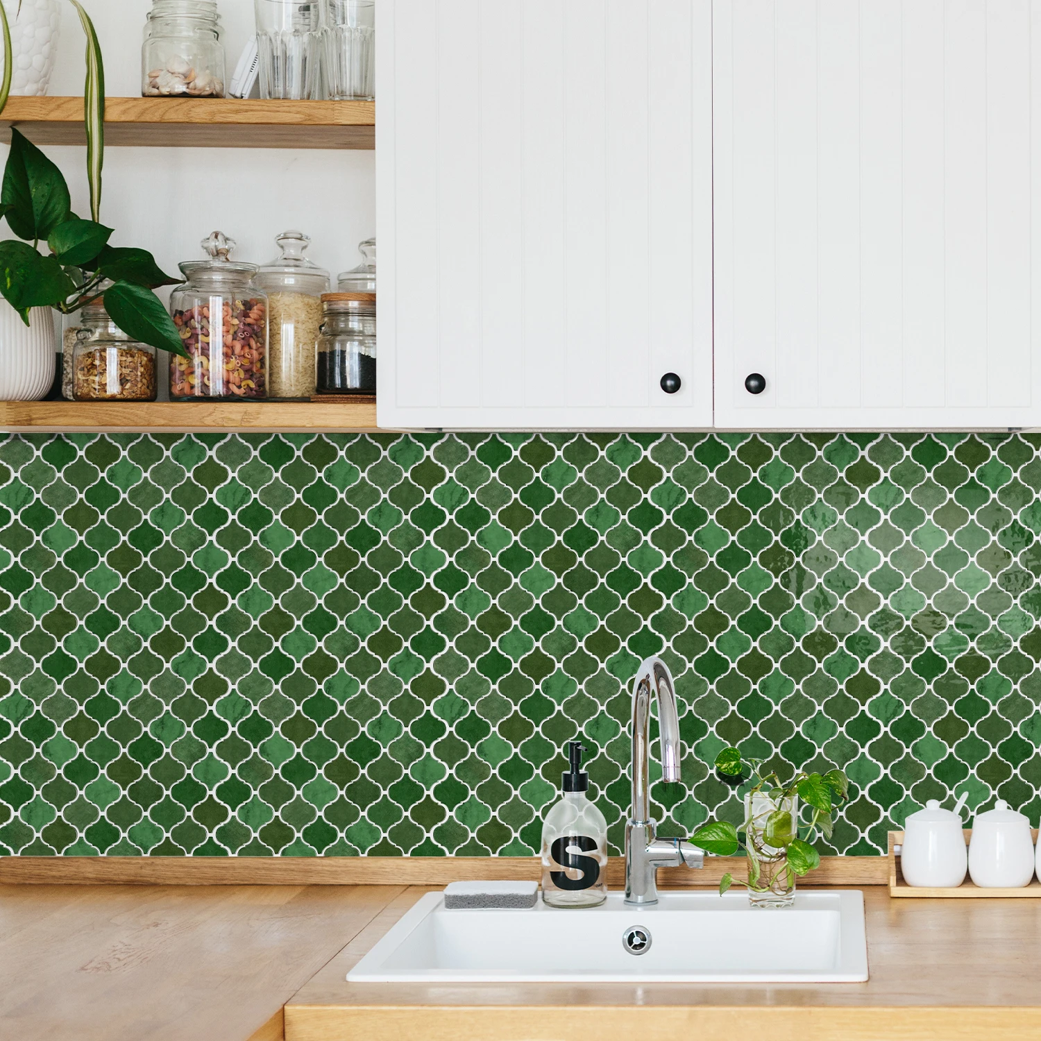 Peel and Stick Moroccan Tile Stickers 12x12 Inch - Self-Adhesive Waterproof Mosaic Wall Stickers for Kitchen/Bathroom