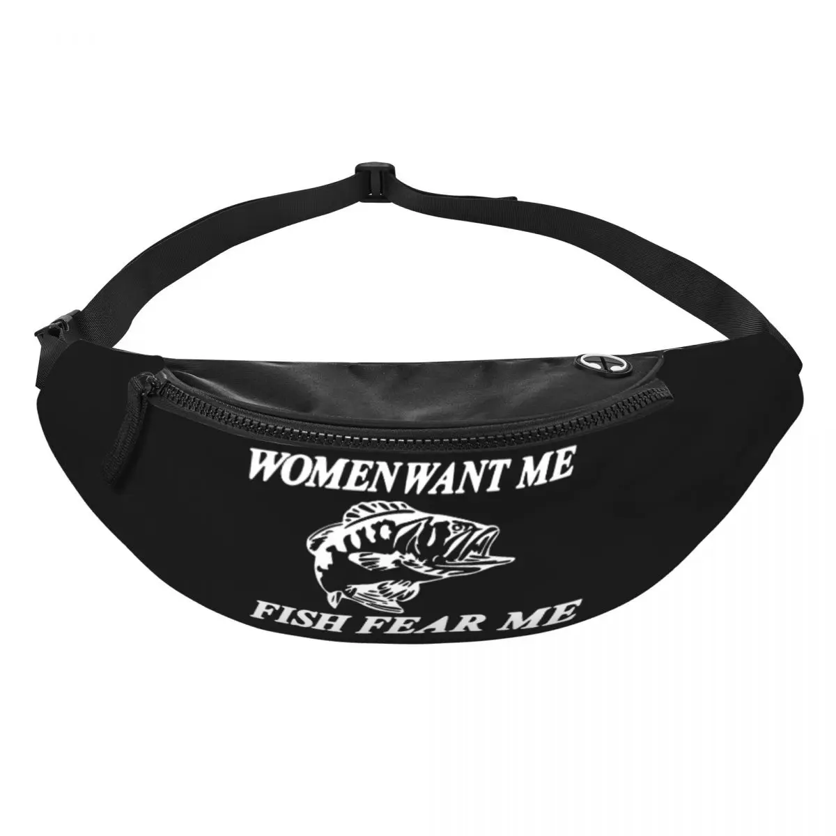 Want Me Fish Fear Me riñonera informal para hombre y mujer, bolso de cintura cruzado para pesca, senderismo, teléfono, dinero