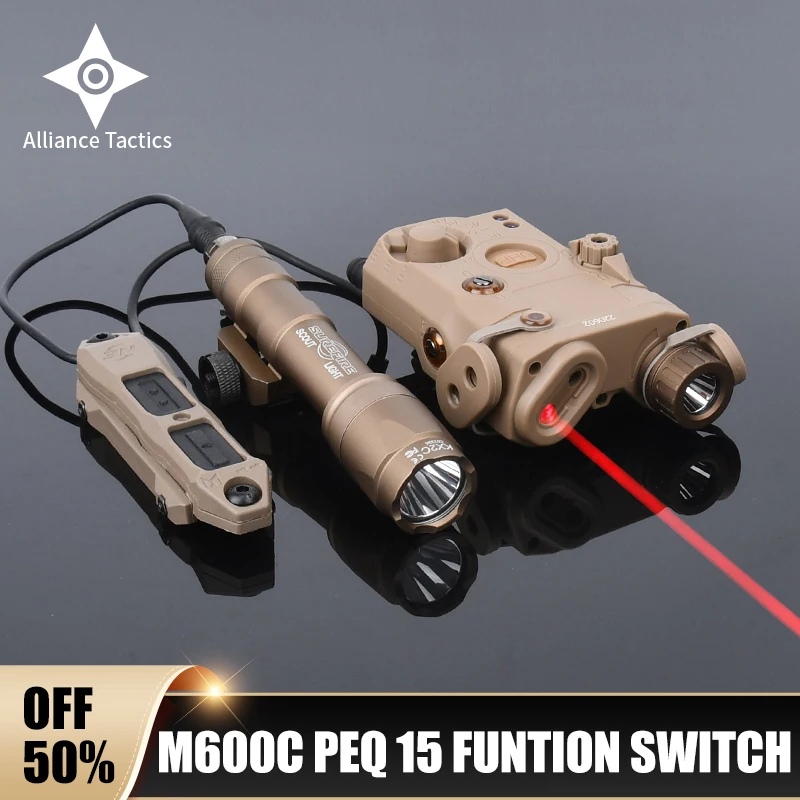 WADSN PEQ15 Red Dot Sight Green Blue Powerful Laser Aiming IR Surefir M600C M600 Flashlight Tactical Dual Control Remote Switch