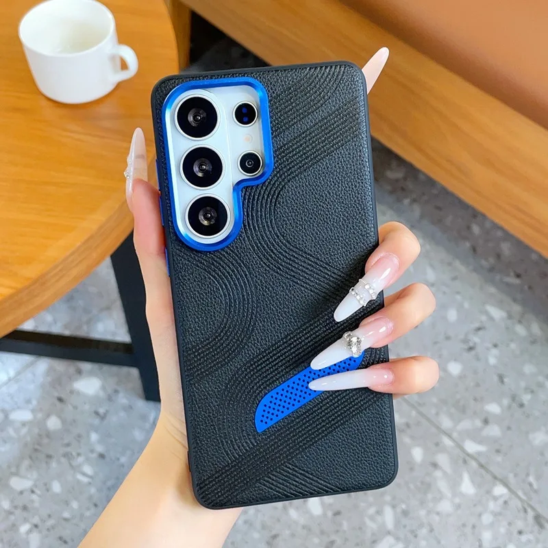 Business Leather Texture Case For Samsung Galaxy S25 S24 S26 Ultra S26 Plus Heat dissipation Hole Alloy Button Shockproof Cover