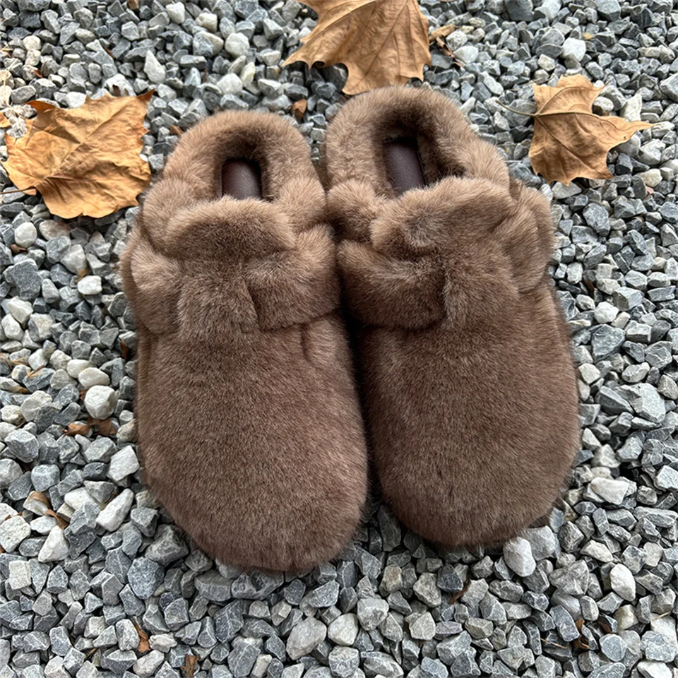 موضة نعال قماش فو الفراء النساء الشتاء عدم الانزلاق قباقيب البغال السيدات أحذية امرأة birkenstoks bosten في الهواء الطلق نِعال من الفراء