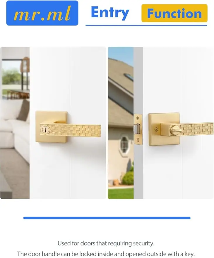 

Золотая дверная ручка с замком и входом для ключа, дверная ручка из матового золота для спальни и ванной комнаты из цинкового сплава