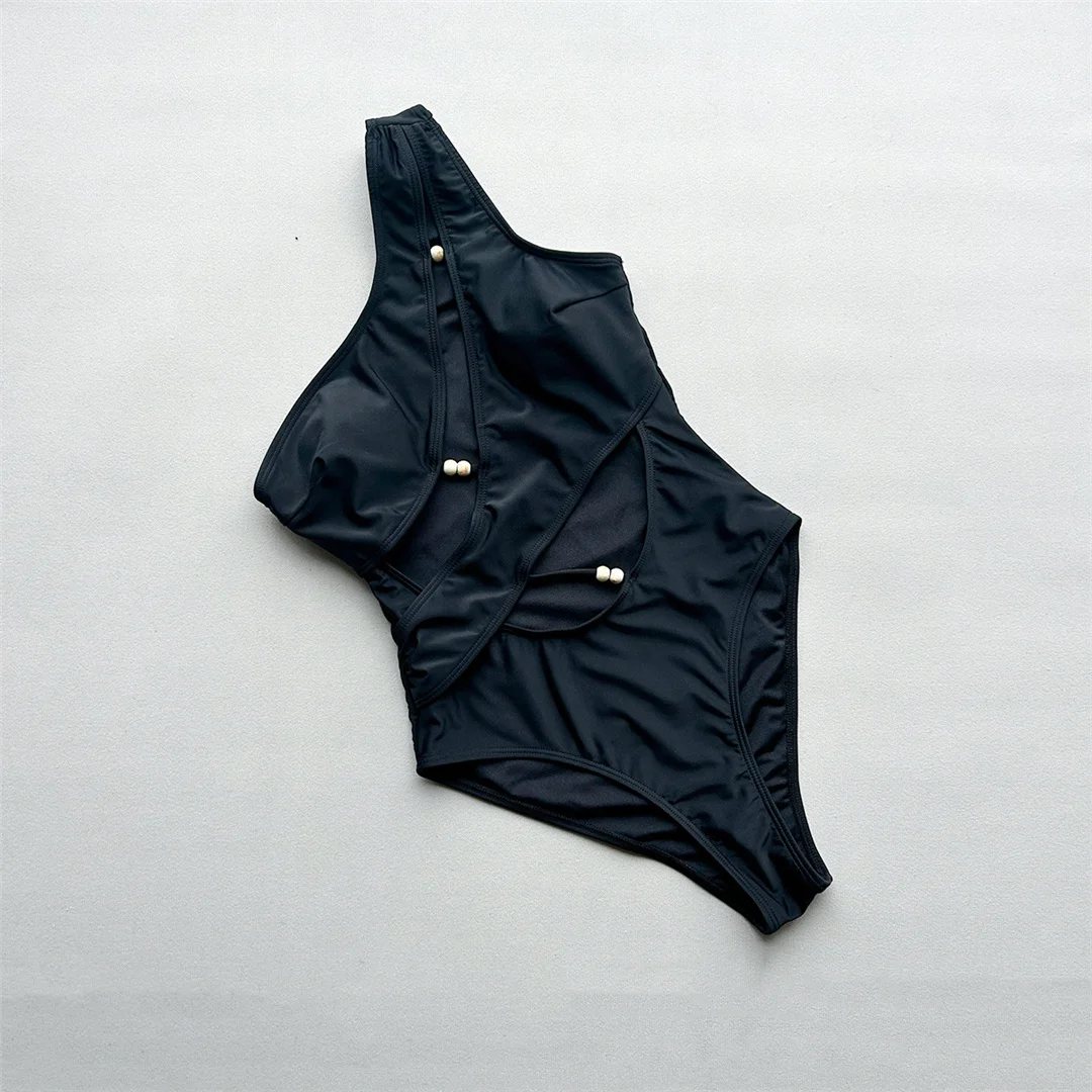 Asymmetrischer Cut-Out-Badeanzug mit einer Schulter für Damen, einteiliger Badeanzug, Monokini mit hohem Beinausschnitt, Badebekleidung, Badeanzug, Modell V7949 – Detail 9