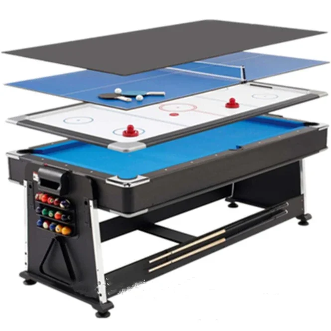 

Home entertainment 4 in 1 Modern multi game billiard pool table with air hockey table tennis table and dinning