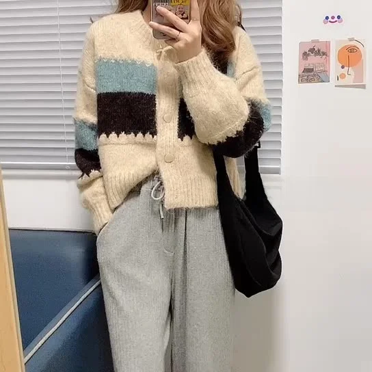 

Design Sensation Knitted Sweater Coat Women's Spring Autumn Long Sve Outerwear Small Size Faionable Commute round Ne B...