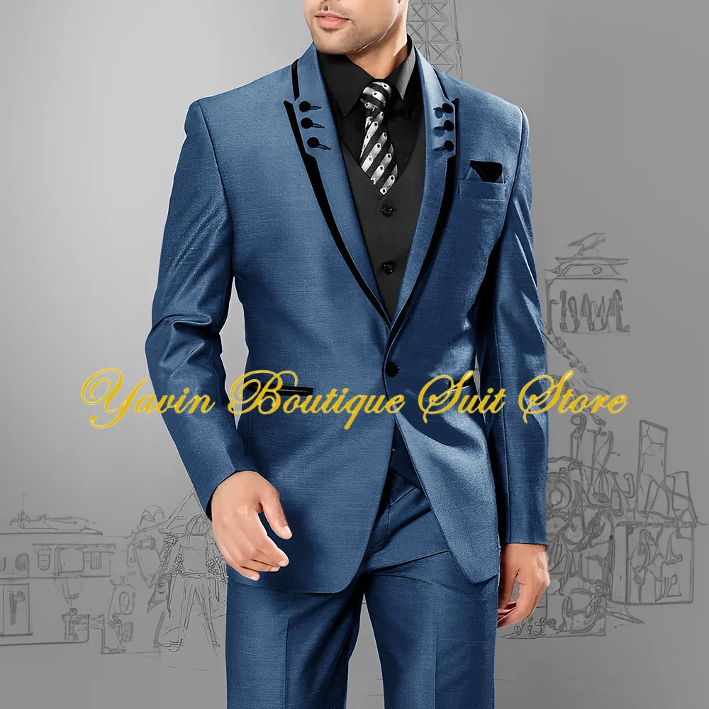 

Men's Two-piece Suit Formal Jacket Pants Groom's Wedding Tuxedo Peaked Collar Blazer Elegant Men Suits