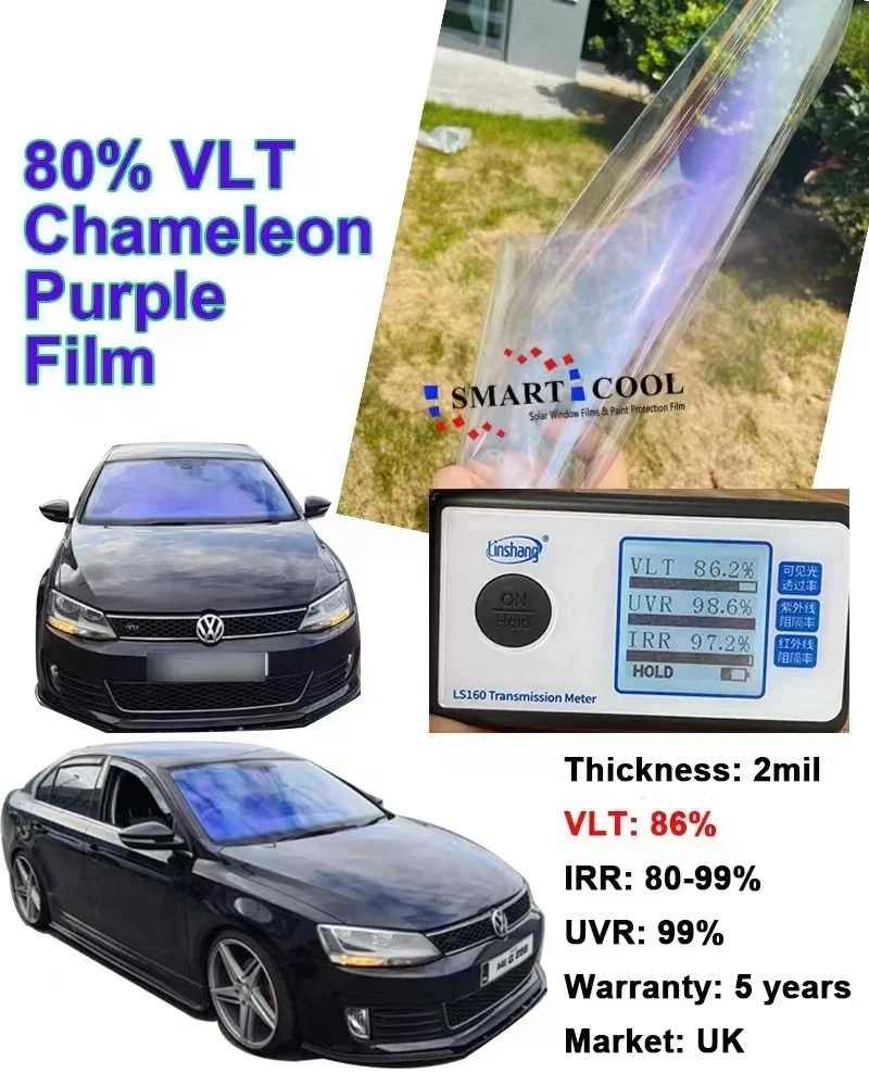 2025 Wärmeisolierung, explosionsgeschützt, hochauflösende Farbe, lila Chamäleon, Windschutzscheibentönung, Autofensterfolie