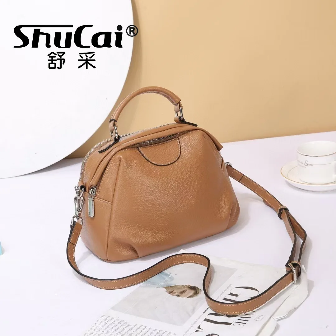 Genuine leather single shoulder crossbody head layer cowhide handbag large capacity soft leather bag