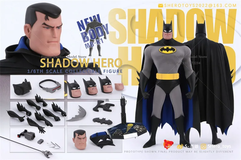 S-HERO SH006 1/6 Shadow Hero Movable Action Figure Anime Batman Replaceable Head Sculpt 12