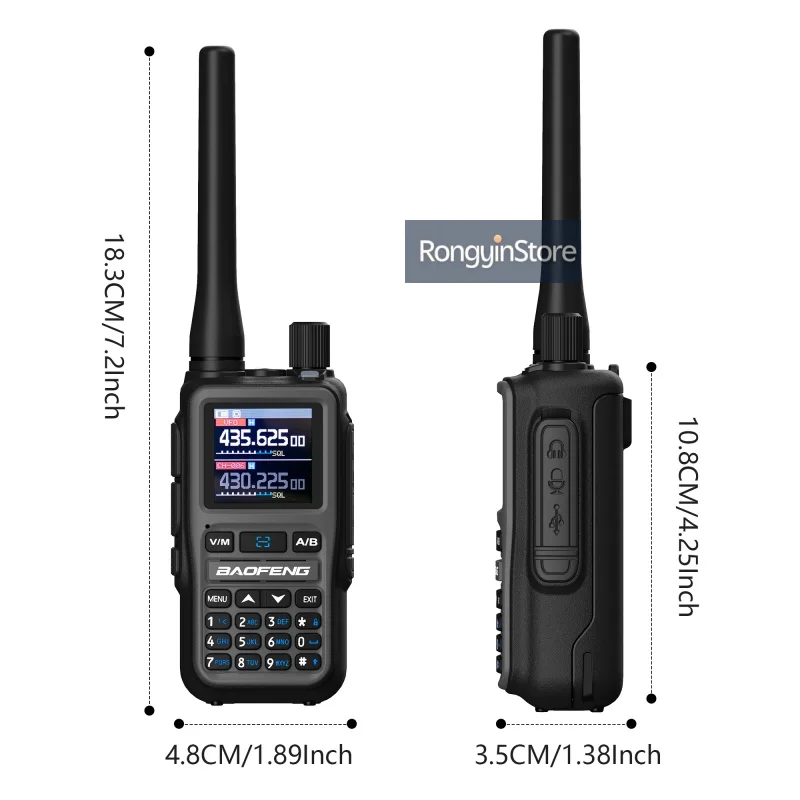Baofeng 5R Mini Walkie Talkie Dual PTT Bluetooth Programowanie przez Aplikację Szary Czarny Wielopasmowy AM Bezprzewodowy Kopiowanie Częstotliwości Radiotelefony Dwukierunkowe
