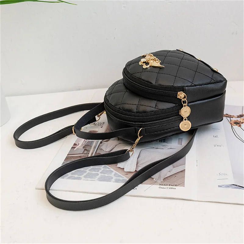 Rhombus Student Doppels chicht Rucksack Frauen Mode Schwan Quaste Anhänger Mini Rucksack