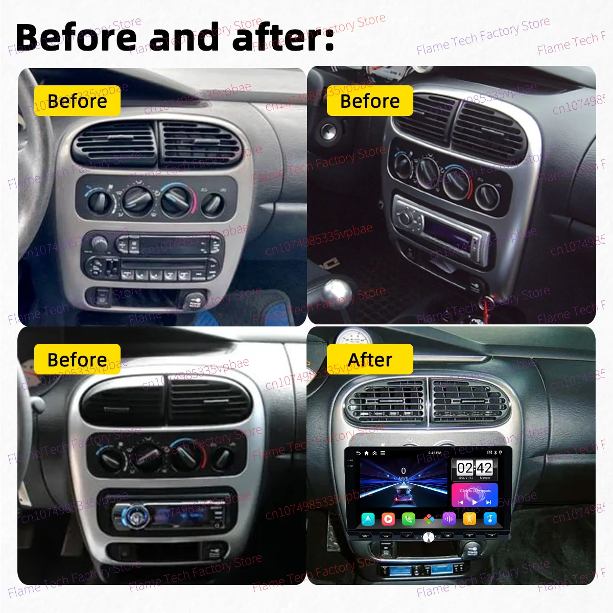 For Dodge Chrysler Plymouth Neon 2000-2005 Android 1Din Car Stereo 9