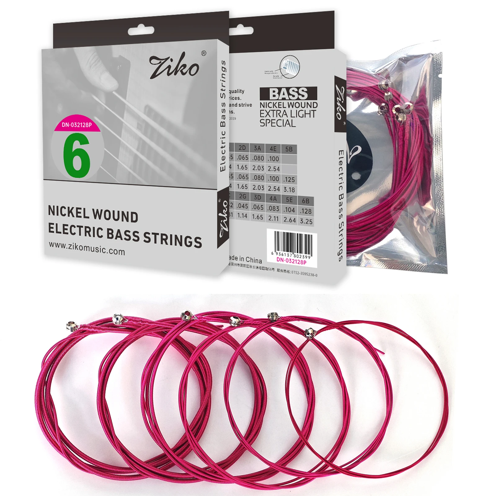 Ziko Bass Strings 4/5/6 snaren elektrische basgitaarsnaren Nikkel omwikkeld Kleurrijke bassnaren Gitaaronderdelen en accessoires