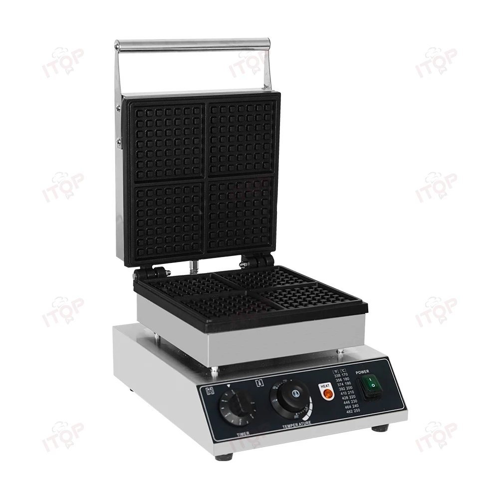 Best Selling Non-stick 4-plate Electric Stainless Steel Breakfast  Commercial Egg Waffle  Machine Waffle s