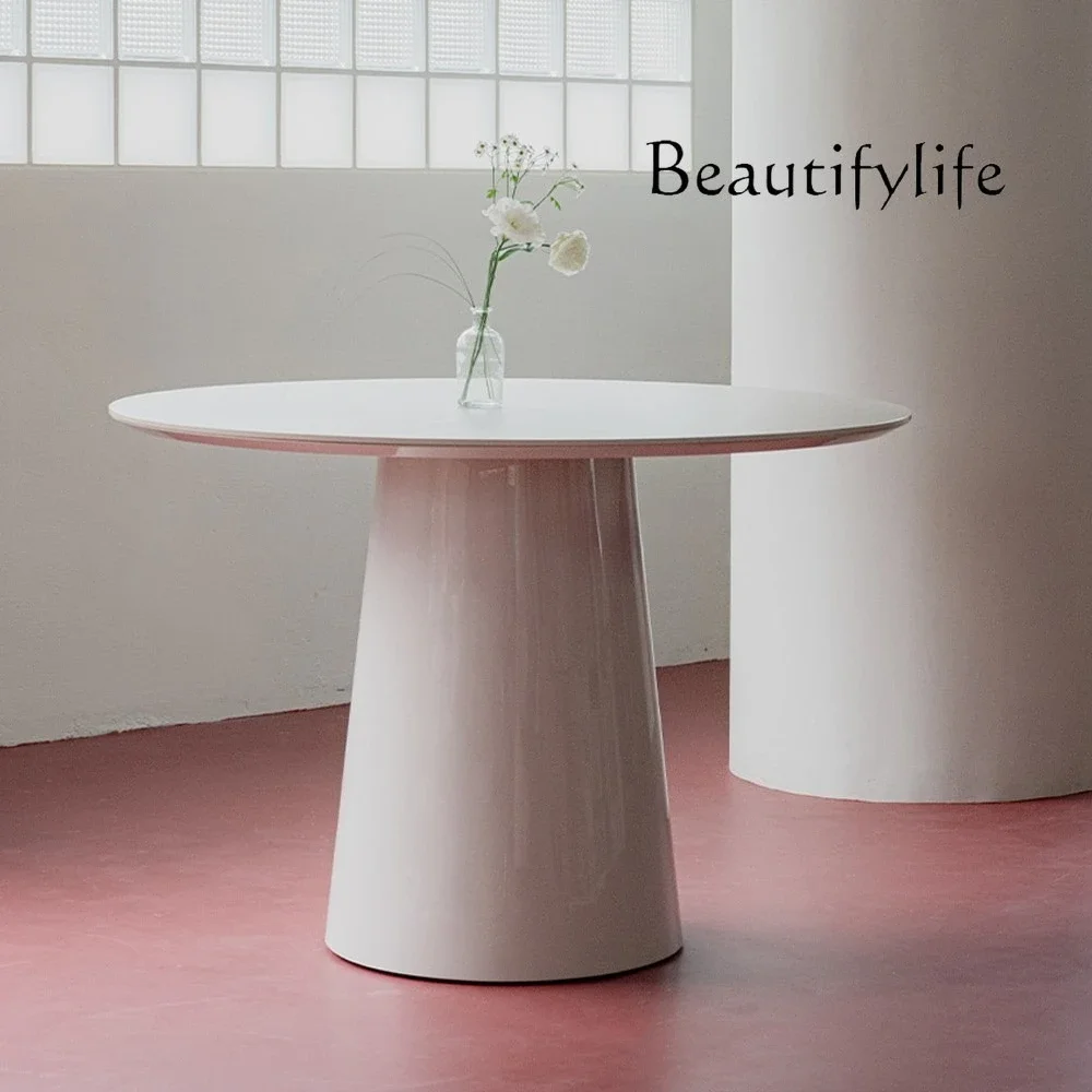 N45 Good-looking designer solid wood round dining table household marble table ash wood high-end fashion