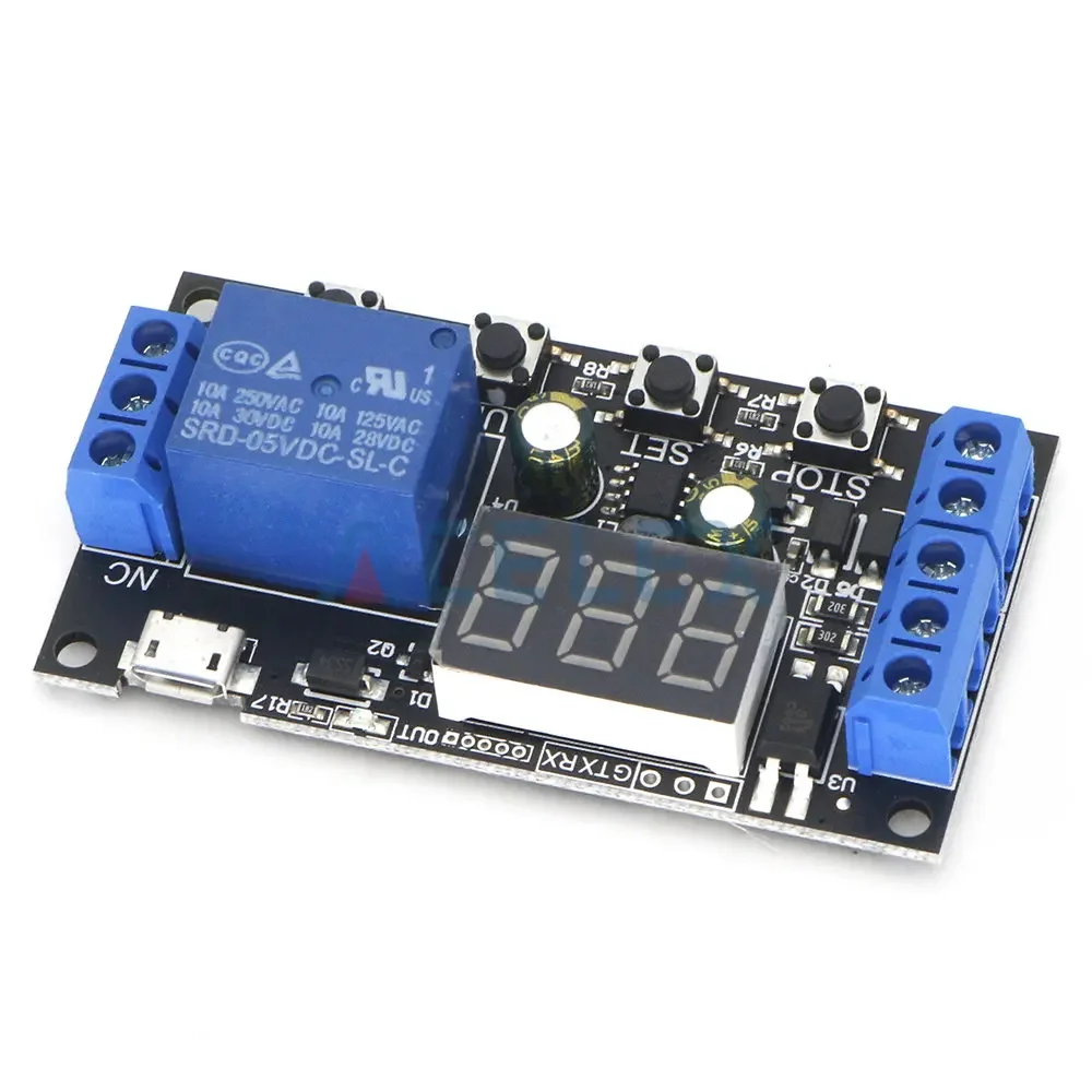 ZK-TD2 1 Channel DC 5 -30V Trigger Delay On/Off Cycle Timer Relay Switch Module with Digital LED Display Micro USB 0.1s -999min