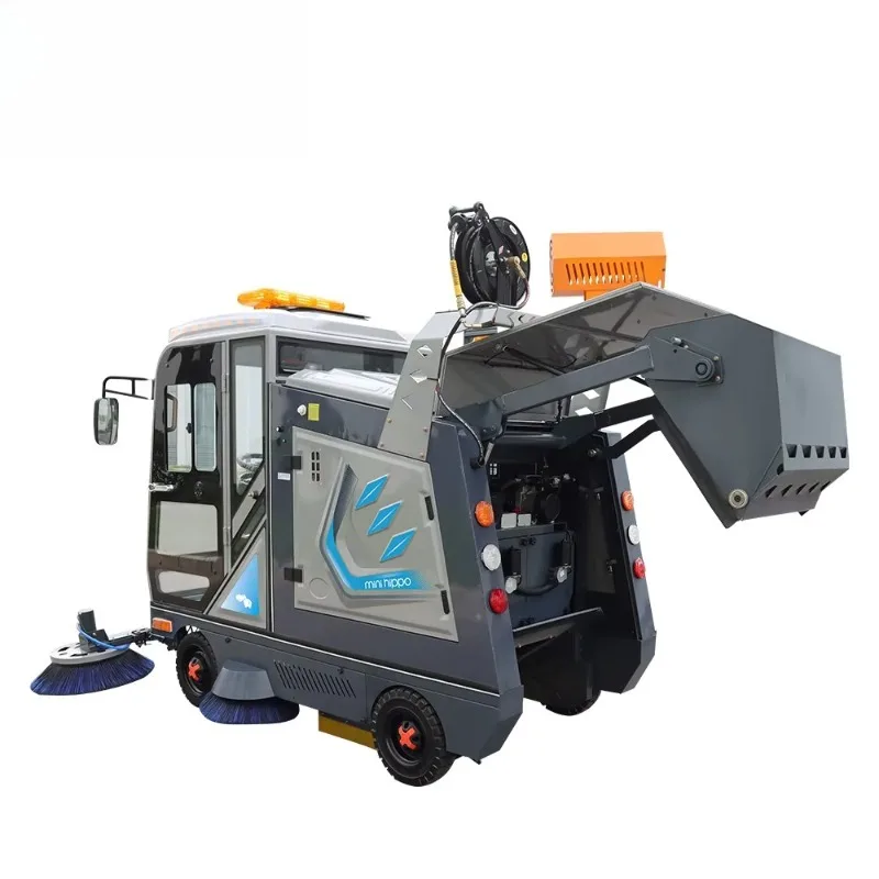 Mini Hippo High Power Cleaning Machine MH230X New Energy Self-unloading Vacuum Cleaner Road Sweeper Ride-on Street Sweeper Truck