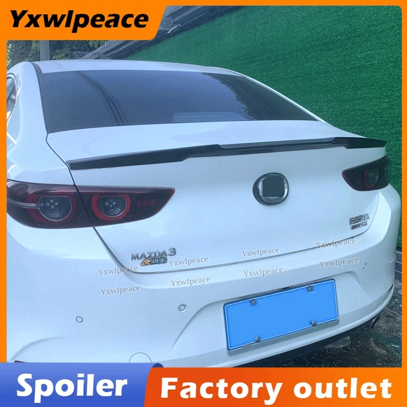 

For Mazda 3 Axela 4 Door Sedan 2019 2020 2021 High Quality ABS Bright Black Carbon Fiber Exterior Rear Trunk Spoiler Car Styling