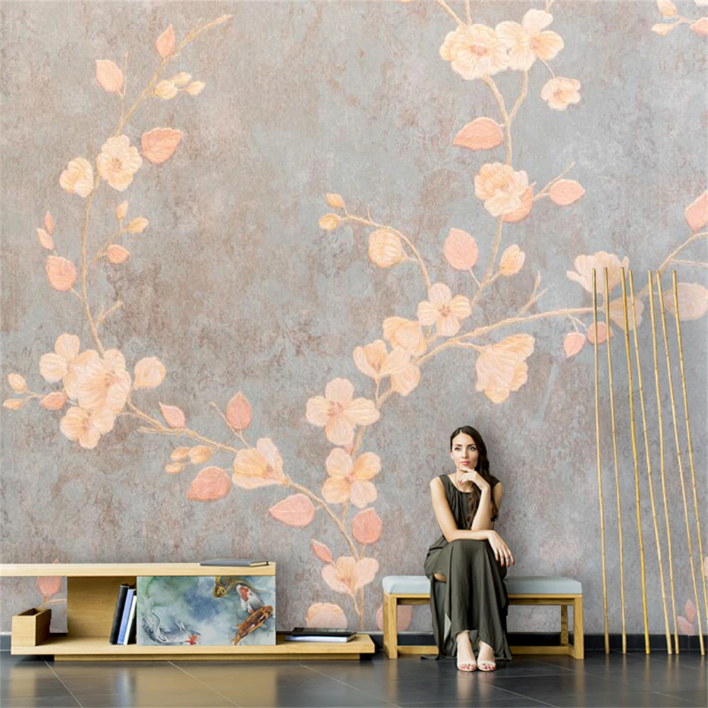 

custom American retro flower TV background simple wallpapers for living room bedroom wall covering decoration home improvement