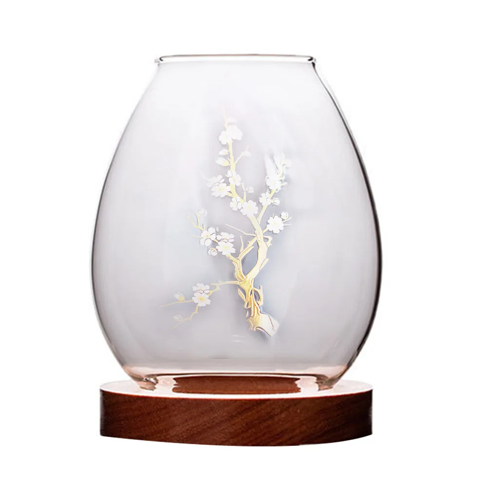 1Pcs Glas Halter Dekorative Transparent Exquisite Blumenmuster Abdeckung Container Exquisite Glas Abdeckung