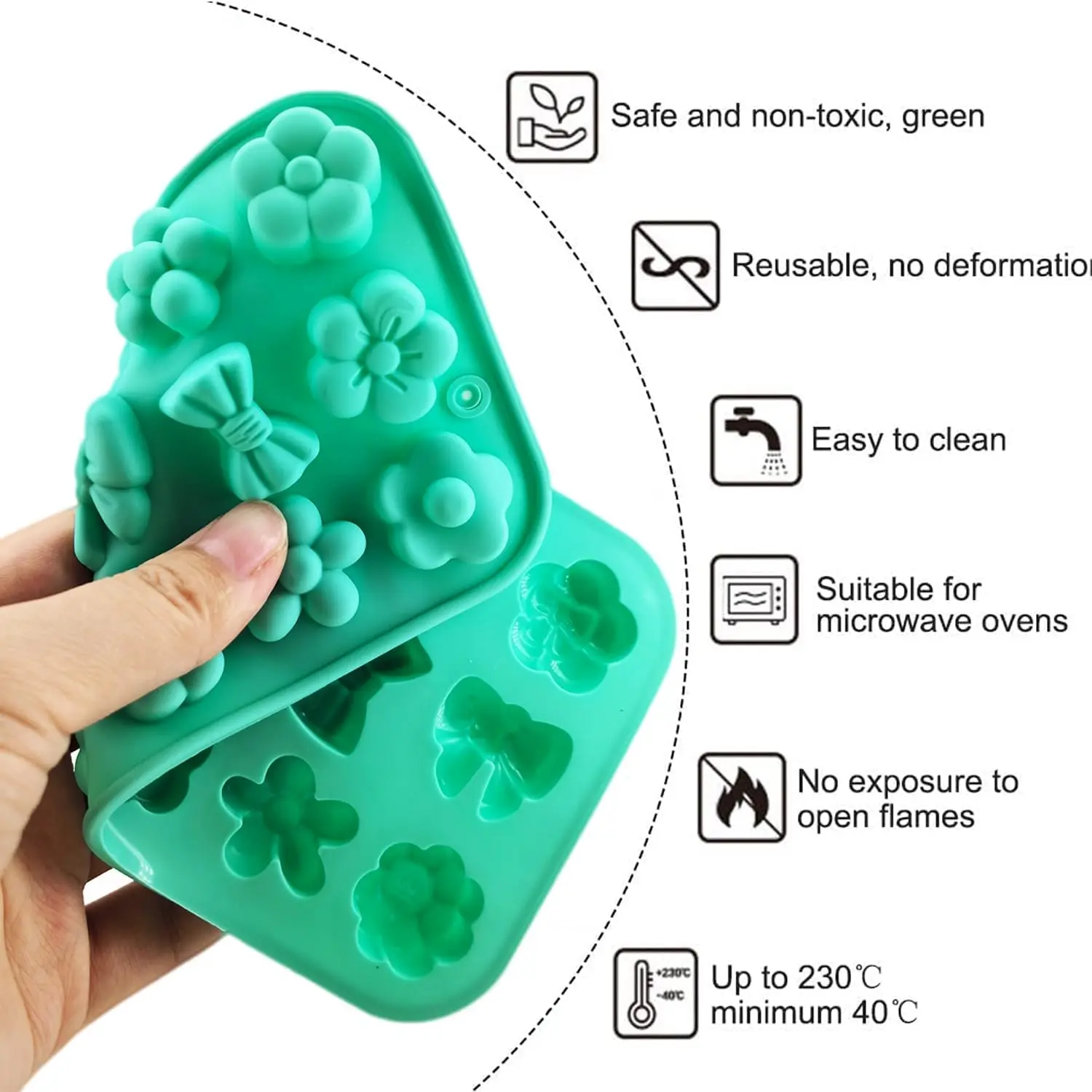 4Pcs Flower Silicone Molds 72-Cavity Sunflower, Bow, Daisy Shaped Candy & Chocolate Molds for Baking, Soap, Desserts & Ice Cubes