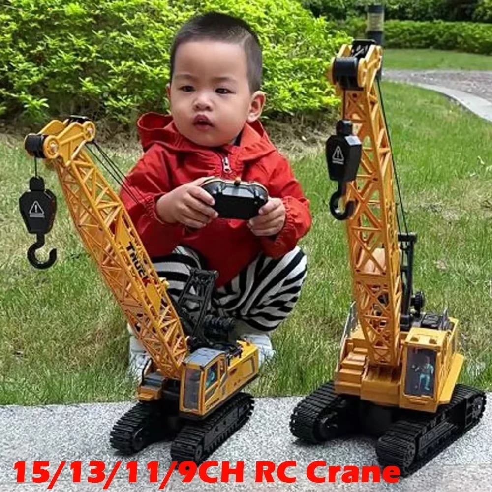 Large Alloy Rc Crane Crawler Excavator Alloy Truck Tractor 15/13/11Ch Engineering Car 2.4Ghz vehicle Toys for Kids Christmas