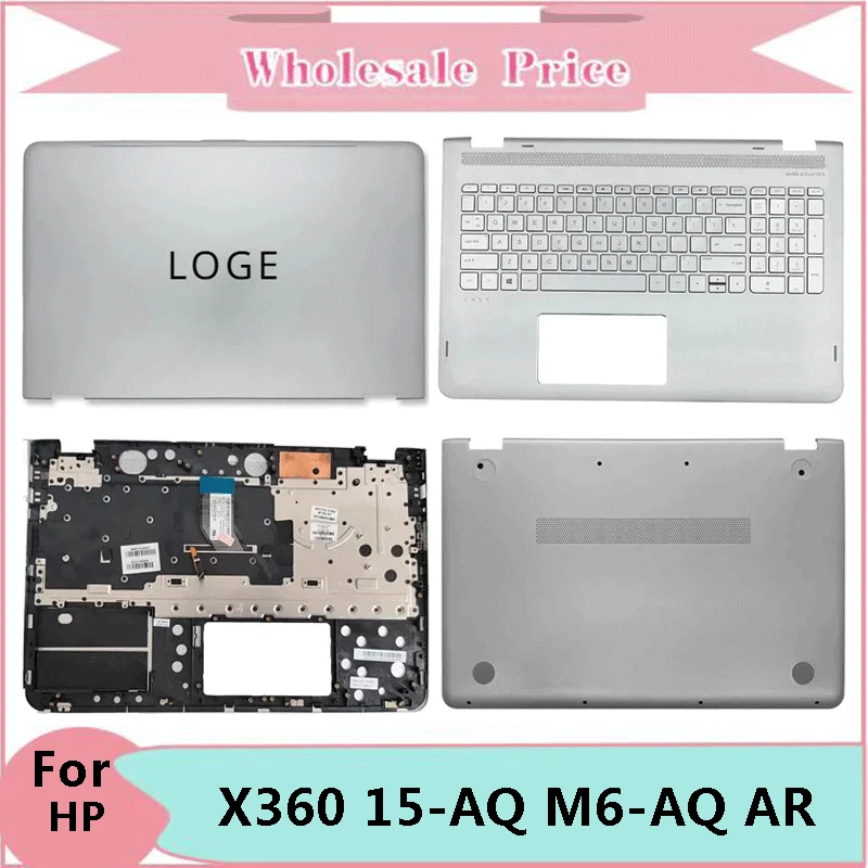 

New For HP ENVY X360 15-AQ M6-AQ AR TPN-W119 Laptop LCD Back Cover Front Bezel Upper Palmrest Bottom Base Case Keyboard Hinges