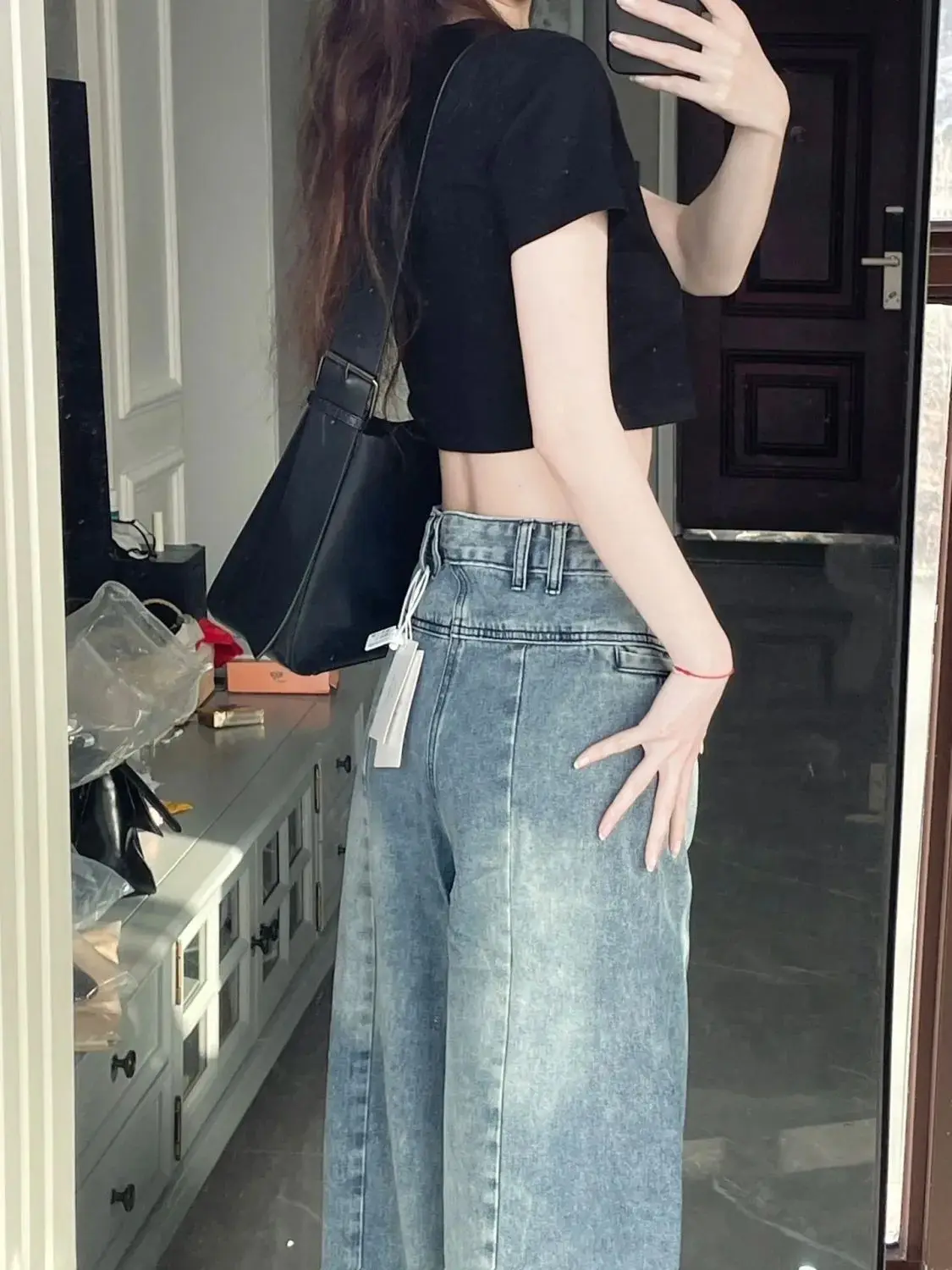 

Ripped Jeans Woman Stacked Ruffle Pleated Draped Split Slit Asymmetric Detail Side Drapey Fluid Palazzo Chic Flare Trumpet Bell